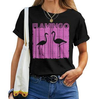 Vintage Retro Flamingo 80S Purple Neon Geometric Women T-shirt | Mazezy