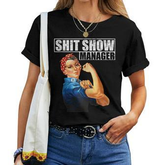 Vintage SHIT Show Manager Funny Mom Boss Supervisor  Women T-shirt Casual Daily Crewneck Short Sleeve Graphic Basic Unisex Tee