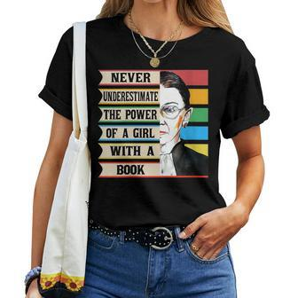 Vintage Never Underestimate The Power Of A Girl With A Book Women T-shirt - Seseable