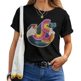 Vintage Us Festival 1983 Color Music For Mens Women 70S Women Crewneck Short T-shirt - Thegiftio UK