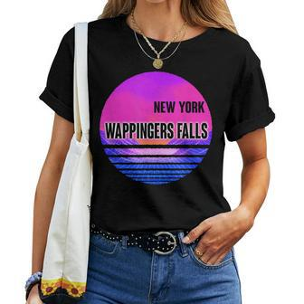 Vintage Wappingers Falls Vaporwave New York Women T-shirt | Mazezy