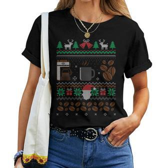 All I Want For Christmas Is Coffee Barista Ugly Sweater Women T-shirt | Mazezy AU