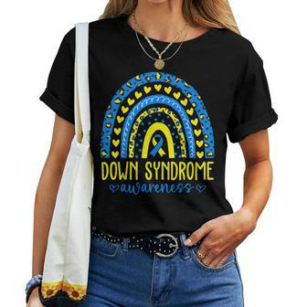 We Wear Blue And Yellow Down Syndrome Awareness Rainbow Women T-shirt - Seseable