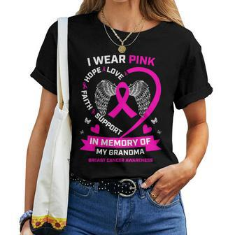 I Wear Pink In Memory Of My Grandma Breast Cancer Awareness Women T-shirt - Seseable