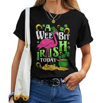 Wee Bit Irish Today Flamingo St Patricks Day Women T-shirt | Mazezy