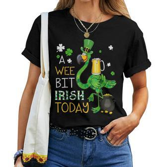 A Wee Bit Irish Today Green Flamingo Beer St Patricks Day Women T-shirt | Mazezy