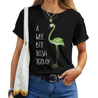 A Wee Bit Irish Today St Pattys Day Green Flamingo Women T-shirt | Mazezy