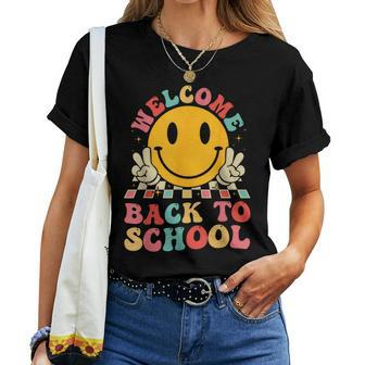 Welcome Back To School Retro First Day Of School Teacher Women T-shirt - Seseable