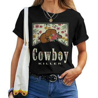 Western Floral Cowboy Killers Cowboy Hat Cowgirl Women T-shirt | Mazezy