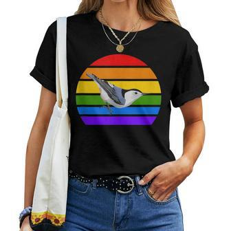 White-Breasted Nuthatch Rainbow Bird Birdwatcher Diversity Women T-shirt | Mazezy
