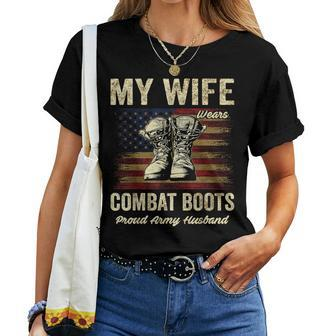 My Wife Wears Combat Boots Proud Army Husband Veteran Wife Women T-shirt | Mazezy