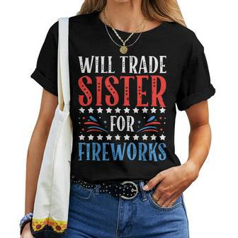 Will Trade Sister For Fireworks 4Th Of July Feminist Women T-shirt | Mazezy
