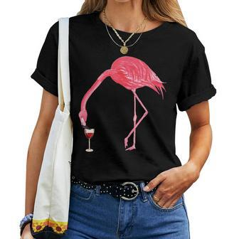 Wine Lovers Flamingo Party Women T-shirt | Mazezy