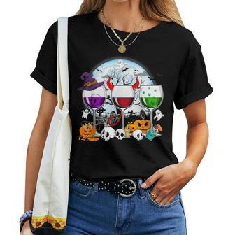 Witch Way To The Wine Three Glasses Halloween Costume Women T-shirt - Monsterry DE