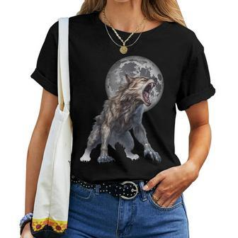 The Wolf Howled At The Moon Halloween Night Halloween Women T-shirt | Mazezy