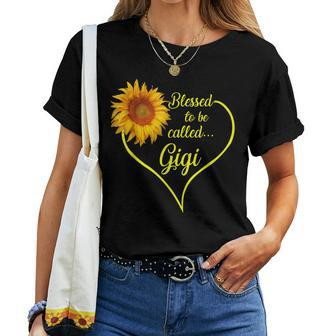 Woman Mom Sunflower Blessed To Be Called Gigi Women T-shirt | Mazezy