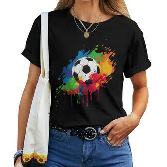 Women's And Men's Soccer Ball With Paint Splash Women T-shirt | Mazezy