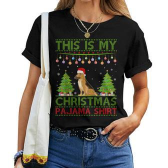 Xmas Ugly Sweater Style German Shepherd Dog Christmas Pajama Women T-shirt | Mazezy