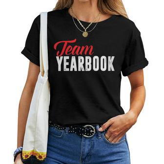 Yearbook Team For School Clubs Staff Advisor Red Women T-shirt | Mazezy