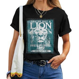 Youve Got A Lion Inside Of Those Lungs Jesus Christian-Min Women T-shirt Short Sleeve Graphic - Thegiftio