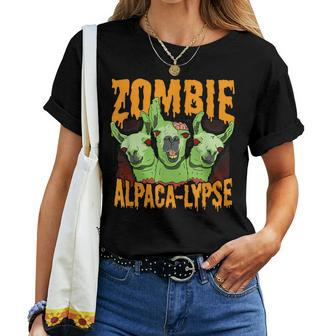 Zombie Alpacalypse Halloween Llama Horror Halloween Women T-shirt | Mazezy