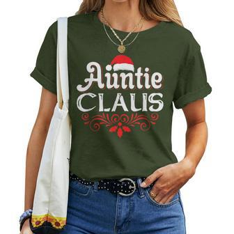 Auntie Claus Santa Pun Parody Soon To Be Aunt Xmas Party Women T-shirt - Monsterry