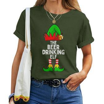 Beer Drinking Elf Matching Family Christmas Women T-shirt - Seseable