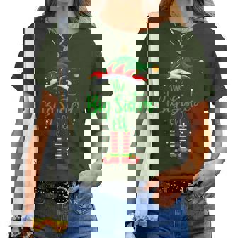 Big Sister Elf Matching Family Group Christmas Party Pajama Women T-shirt - Monsterry