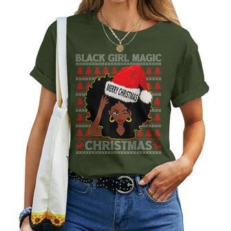 Black Girl Magic Merry Christmas African American Woman Xmas Women T-shirt - Seseable