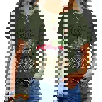 Blessed Nana Christmas Red Truck Car Christmas Tree Women T-shirt | Mazezy