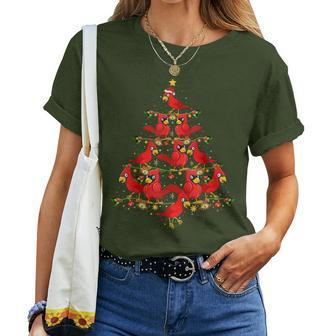 Cardinal Birds Christmas Tree Christmas Cardinal Women T-shirt - Thegiftio UK