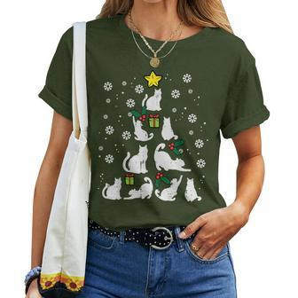 Cats Christmas Tree Cute Cat Lover Xmas Winter Girls Women T-shirt - Thegiftio UK