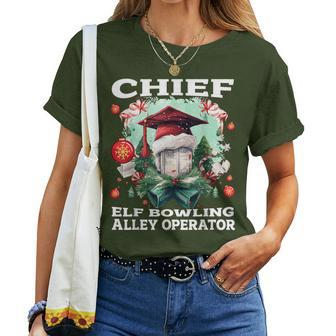Chief Elf Bowling Alley Operator Christmas Bowling Women T-shirt | Mazezy
