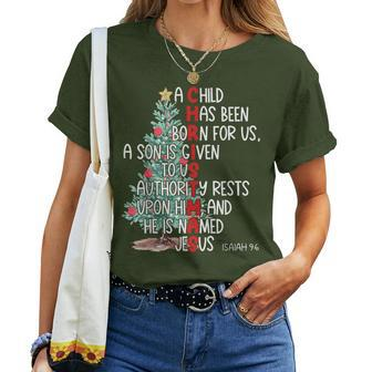 Christmas Jesus Mighty God Isaiah 9 6 Faith Christian Women T-shirt | Mazezy