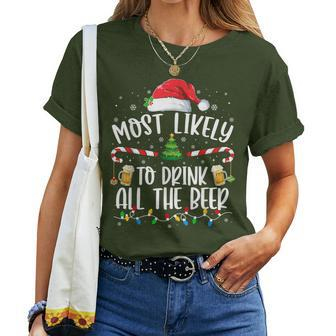 Christmas Most Likely To Drink All The Beer Christmas Women T-shirt - Monsterry AU