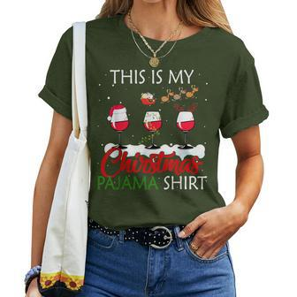 This Is My Christmas Pajama Wine Lover Xmas Women T-shirt | Mazezy
