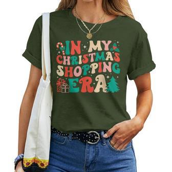 In My Christmas Shopping Era Xmas Groovy Retro Holiday Women T-shirt - Seseable