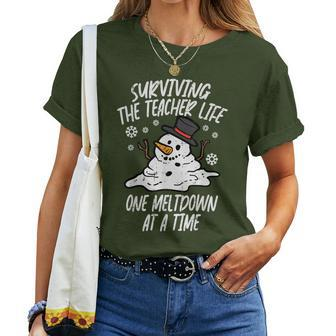 Christmas Surviving Teacher Life Meltdown Xmas Men Women T-shirt | Mazezy
