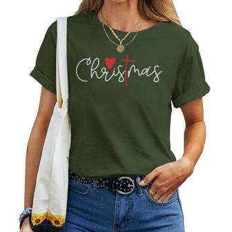 Cross Christmas Cute X-Mas Pajama Christian Jesus Faith Women T-shirt - Thegiftio UK