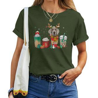 Cute Weimaraner Dog Christmas Coffee Pajamas Xmas Women T-shirt | Mazezy