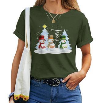 Faith Hope Love Snowman Jesus Christian Christmas Women Women T-shirt - Thegiftio UK