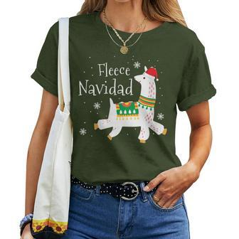 Fleece Navidad Llama Christmas X-Mas Holiday Season Women T-shirt | Mazezy
