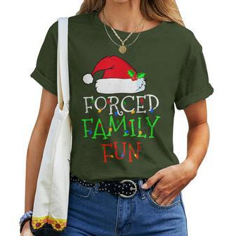 Forced Family Fun Sarcastic Christmas Pajama Family Women T-shirt - Thegiftio UK