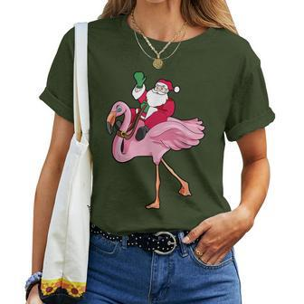 Christmas In July Santa Claus Flamingo Summer Women T-shirt - Monsterry AU