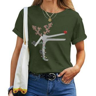 Christmas Reindeer Speculum Nurse L&D Nursing Xmas Women T-shirt | Mazezy