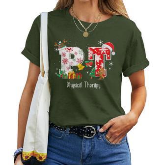Pt Nurse Physical Therapy Santa Christmas Pajama Women T-shirt - Thegiftio UK
