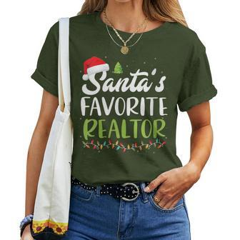 Santa's Favorite Realtor Christmas Santa Hat Light Women T-shirt - Monsterry UK