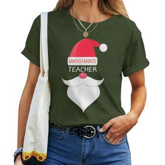 Teacher Christmas Santa's Favorite Women T-shirt - Monsterry