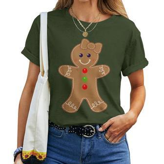 Gingerbread Girl Christmas Cookie Baking Holiday Women T-shirt | Mazezy