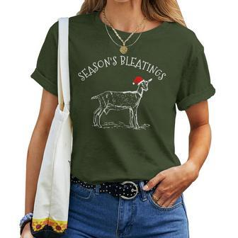 Goat Christmas Season Bleatings Santa Hat Women T-shirt | Mazezy